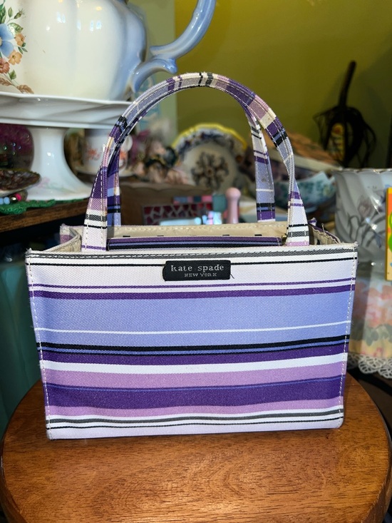 kate spade Handbags - Vintage kate spade Purple and Lavender Striped Canvas Tote